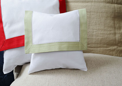 Mini Hemstitch Baby Envelope Pillows. 8x8" Mellow Green color